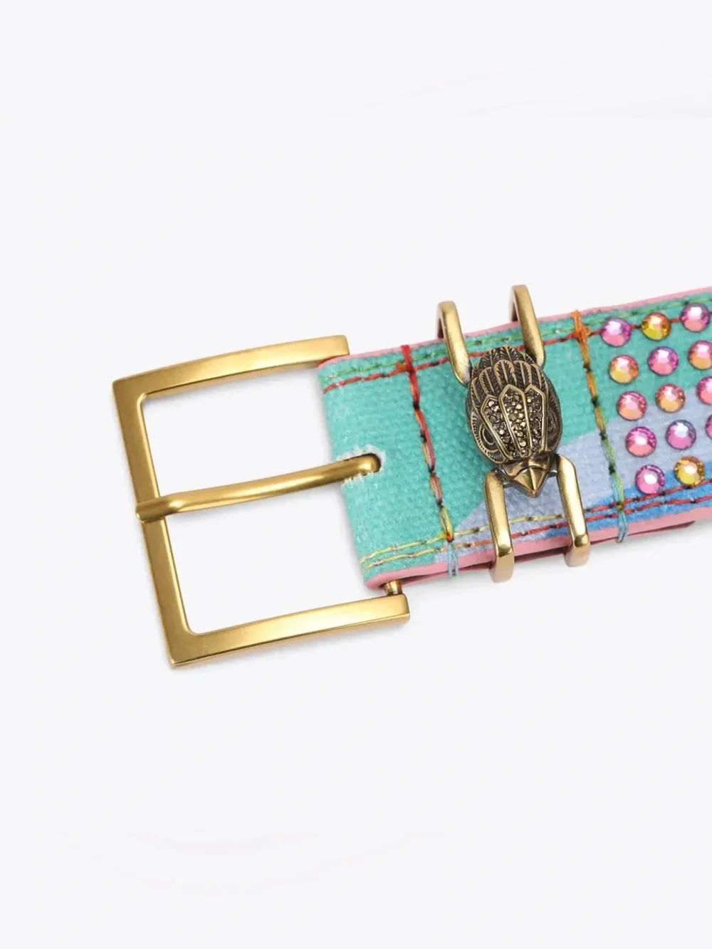 Kurt Geiger Shoreditch Belt - Swirl Rainbow Rhinestone Covered - S/M
